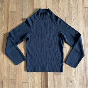 St. John Charcoal Gray Ribbed Mock Turtleneck